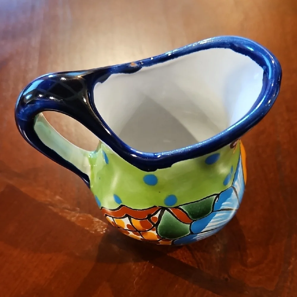 Handcrafted Talavera Floral Ceramic Creamer Pitcher